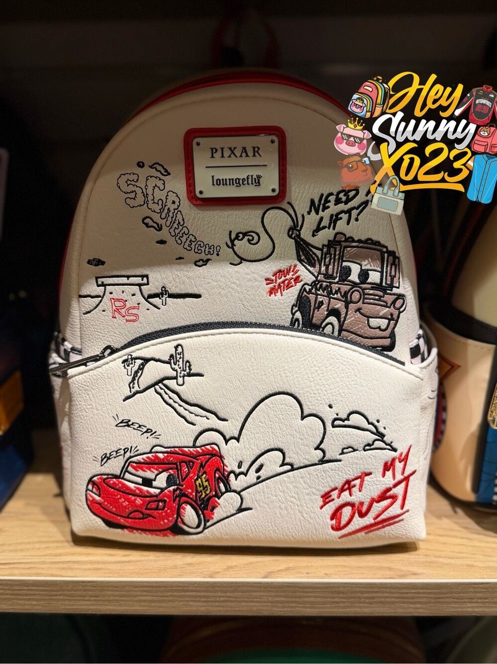 Loungefly Disney Pixar Cars Lightning McQueen & Mater Doodles Mini Backpack